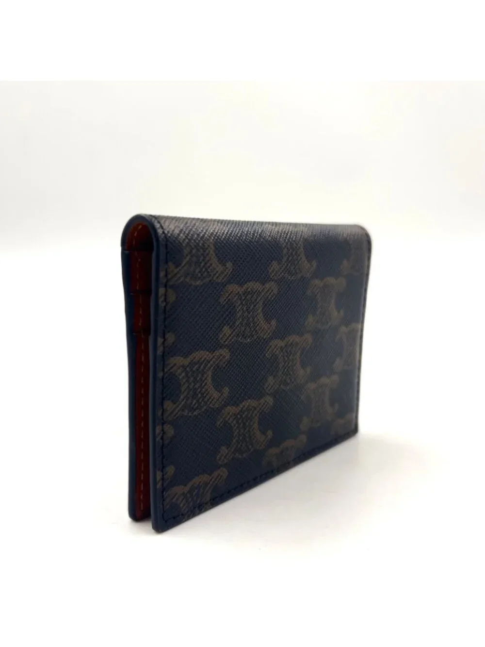 Celine Bifold Triomphe Leather Brown Light Card Case Gold